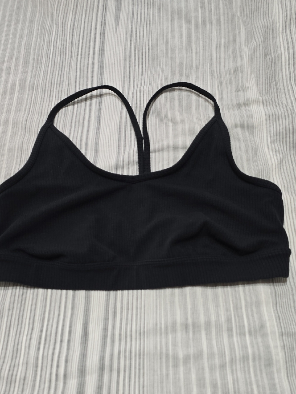 ALO Yoga Black Ribbed Strappy Low-Impact Sports Bra